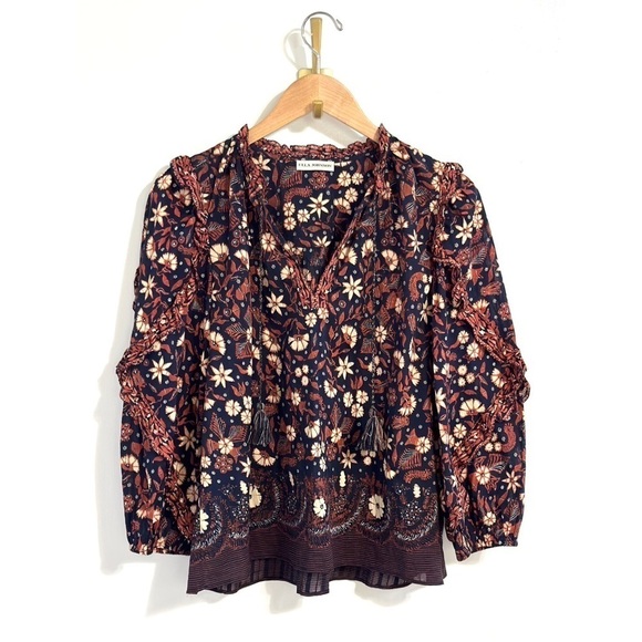 Ulla Johnson Floral Long-Sleeve Cotton Azalea Blouse - Picture 2 of 7